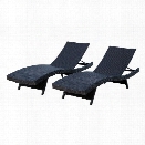 Abbyson Living Redondo Outdoor Wicker Chaise in Black (Set of 2)