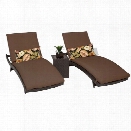 TKC Bali 2 Wicker Patio Lounges With Side Table in Cocoa