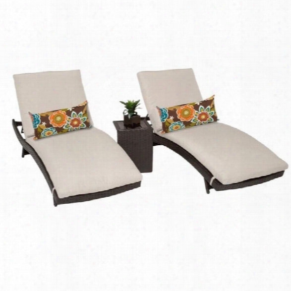 Tkc Bali 2 Wicker Patio Lounges With Side Table In Beige