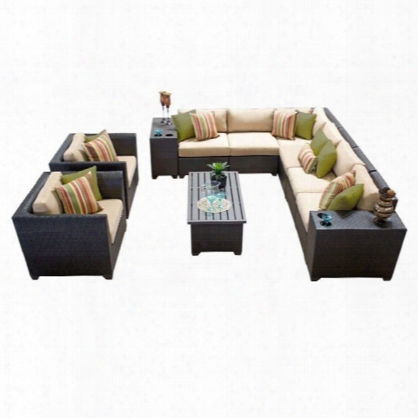 Tkc Barbados 11 Piece Outdoor Wicker Sofa Set In Wheat