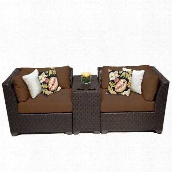 Tkc Barbados 3 Piece Outdoor Wicker Sofa Set In Cocoa