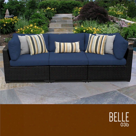 Tkc Belle 3 Piece Patio Wicker Sofa In Blue