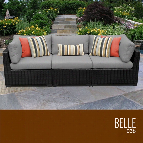 Tkc Belle 3 Piece Patio Wicker Sofa In Gray