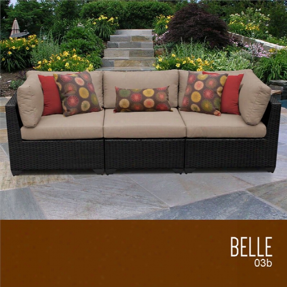 Tkc Belle 3 Piece Patio Wickker Sofa In Wheat