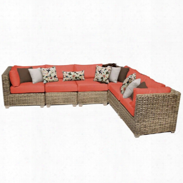 Tkc Cape Cod 6 Piece Patio Wicker Sectional In Orange