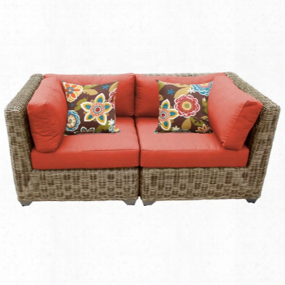 Tkc Cape Cod Patio Wicker Loveseat In Orange