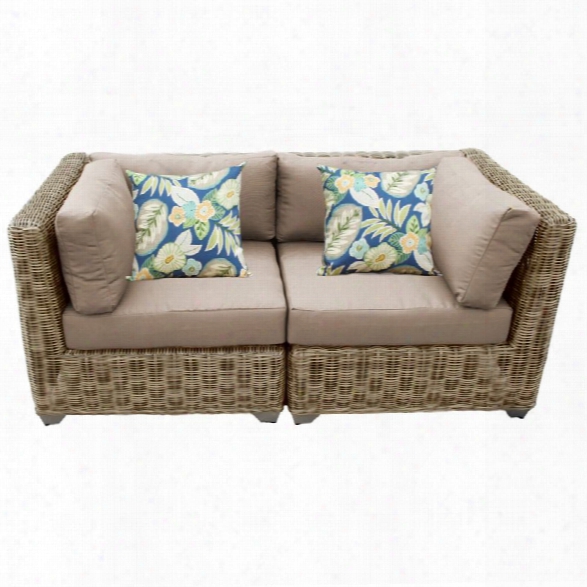 Tkc Cape Cod Patio Wicker Loveseat In Wheat