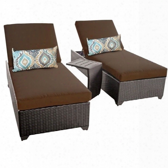 Tkc Classic 2 Wicker Patio Lounges With Side Table In Cocoa