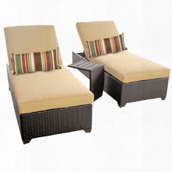 Tkc Classic 2 Wicker Patio Lounges With Side Table In Sesame