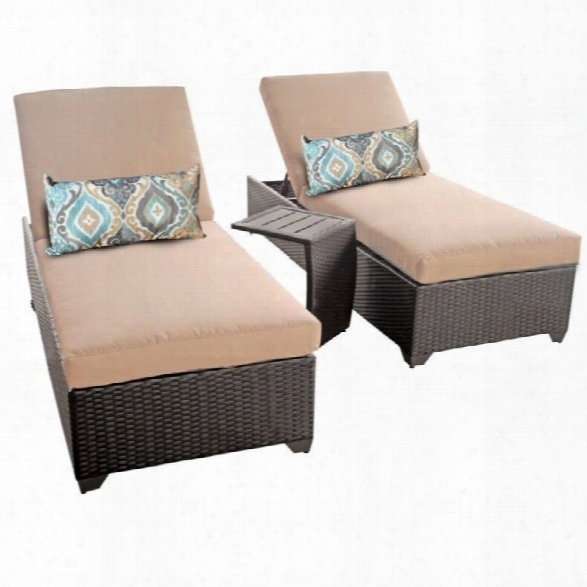 Tkc Classic 2 Wicker Patio Lounges With Side Table In Wheat