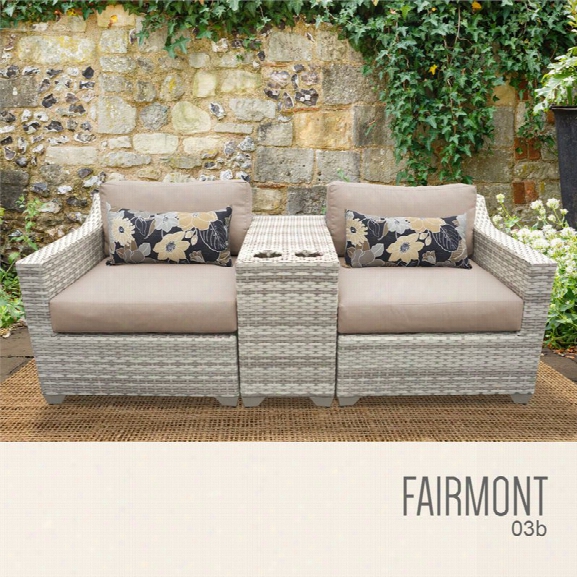 Tkc Fairmont 3 Piece Patio Wicker Loveseat In Wheat