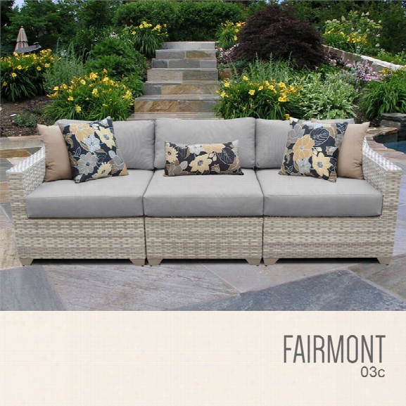 Tkc Fairmont 3 Piece Patio Wicker Sofa In Gray