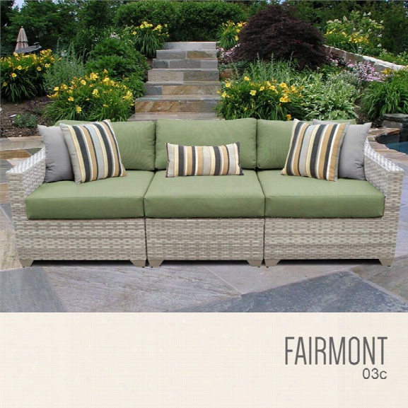 Tkc Fairmont 3 Piece Patio Wicker Sofa In Green