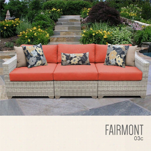 Tkc Fairmont 3 Piece Patio Wicker Sofa In Orange