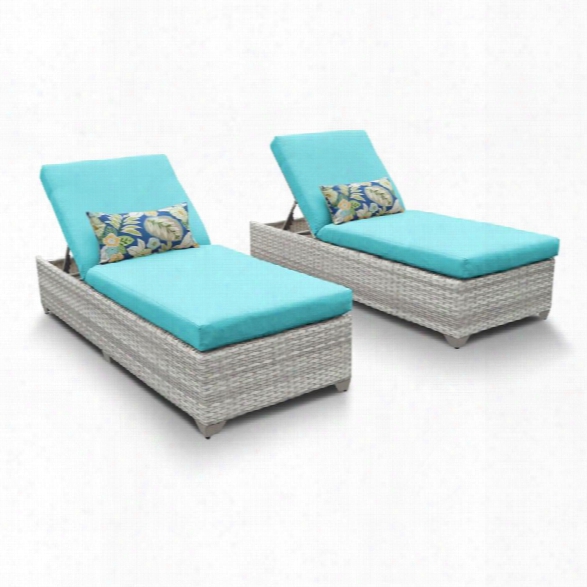 Tkc Fairmont Patio Chaise Lounge In Turquoise (set Of 2)