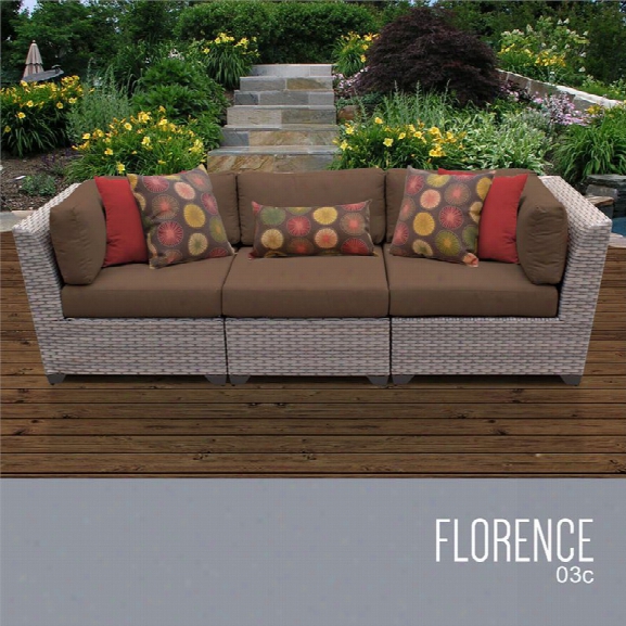 Tkc Florence 3 Piece Patio Wicker Sofa In Brown