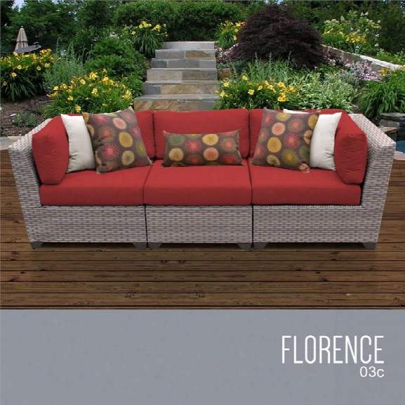 Tkc Florence 3 Piece Patio Wicker Sofa In Red