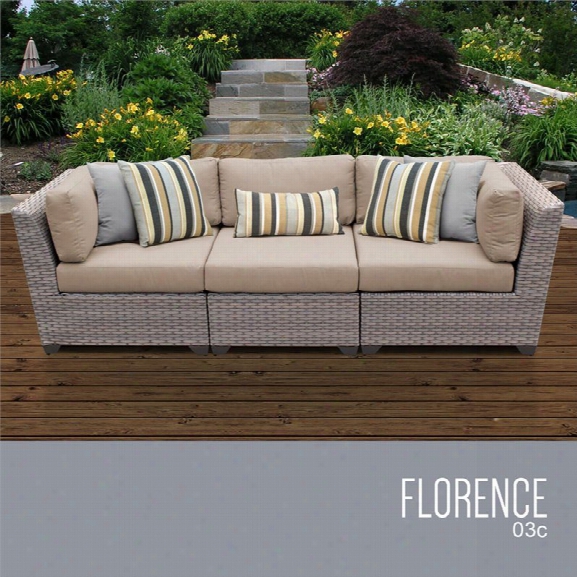 Tkc Florence 3 Piece Patio Wicker Sofa In Wheat