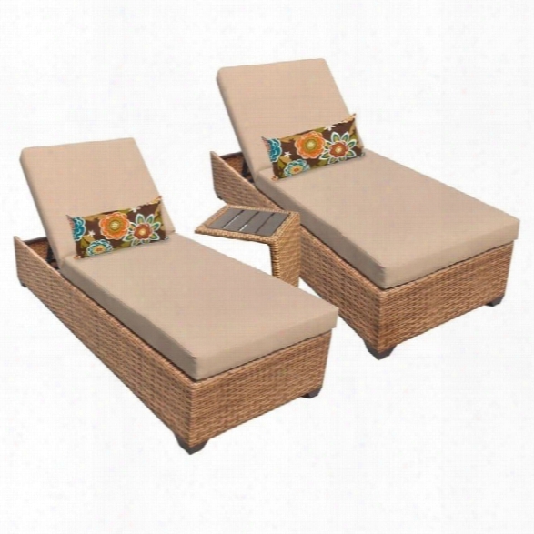 Tkc Laguna 2 Wicker Patio Lounges With Side Table In Wheat