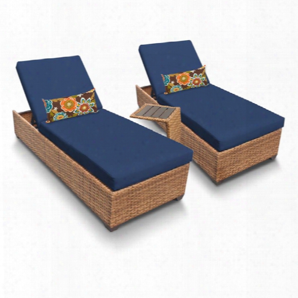 Tkc Laguna 3 Piece Patio Chaise Lounge Set In Navy