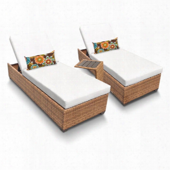 Tkc Laguna 3 Piece Patio Chaise Lounge Set In White