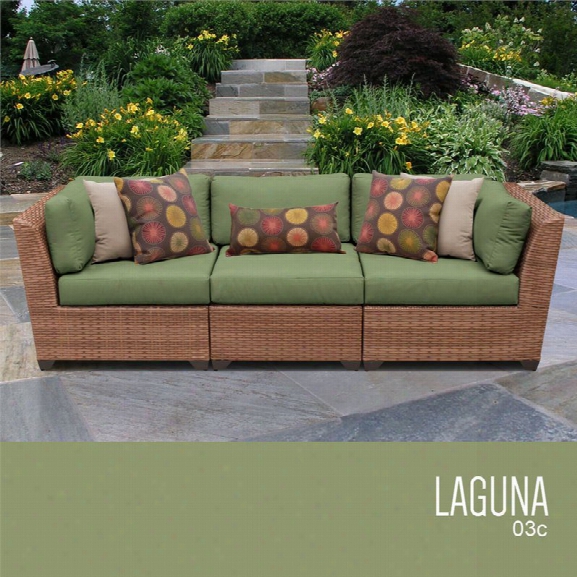 Tkc Laguna 3 Piece Patio Wicker Sofa In Green