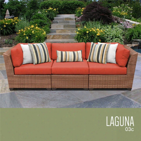 Tkc Laguna 3 Piecee Patio Wicker Sofa In Orange