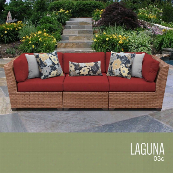 Tkc Laguna 3 Piece Patio Wicker Sofa In Red