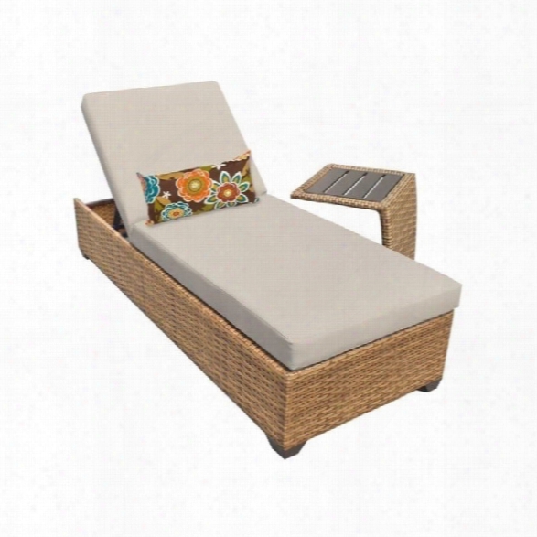 Tkc Laguna Wicker Patio Lounges With Side Table In Beige