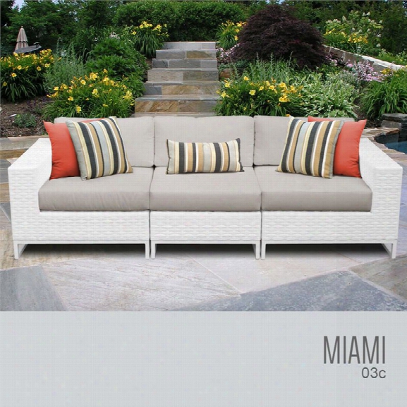 Tkc Miami 3 Piece Patio Wicker Sofa In Beige