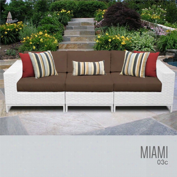 Tkc Miami 3 Piece Patio Wicker Sofa In Brown