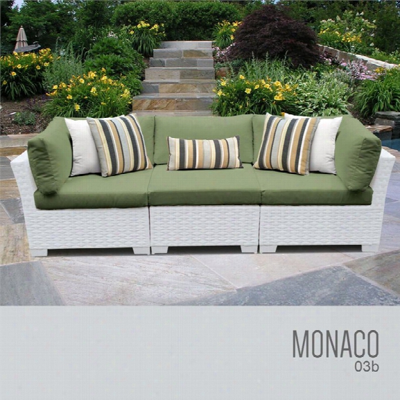 Tkc Monaco 3 Piece Patio Wicker Sofa In Green