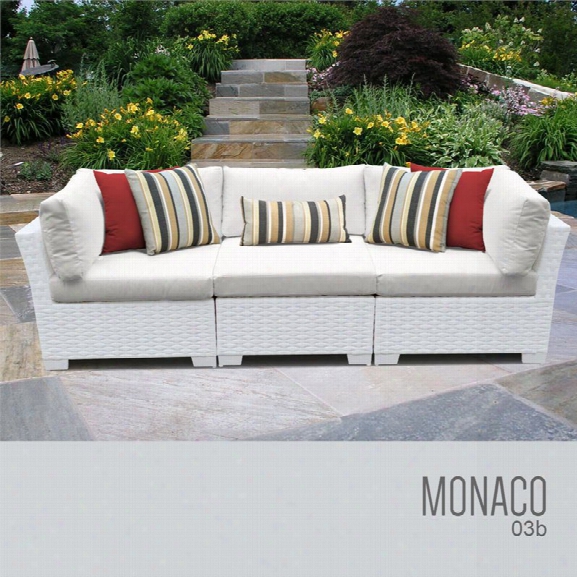 Tkc Monaco 3 Piece Patio Wicker Sofa In White