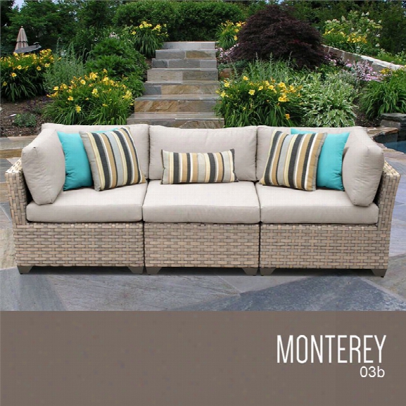 Tkc Monterey 3 Piece Patio Wicker Sofa In Beige