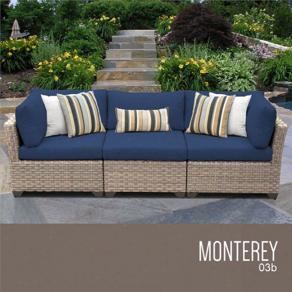 Tkc Monterey 3 Piece Patio Wicker Sofa In Blue