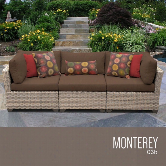 Tkc Monterey 3 Piece Patio Wicker Sofa In Brown