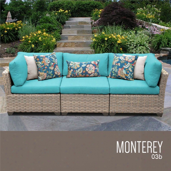 Tkc Monterey 3 Piece Patio Wicker Sofa In Turquoise