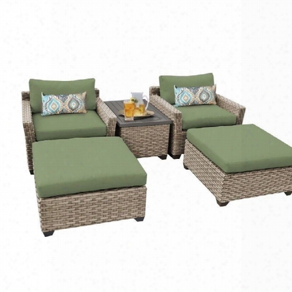 Tkc Monterey 5 Piece Outdoor Wicker Sofa Set In Cilantro