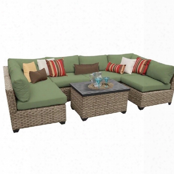 Tkc Monterey 7 Piece Outdoor Wicker Sofa Set In Cilantro