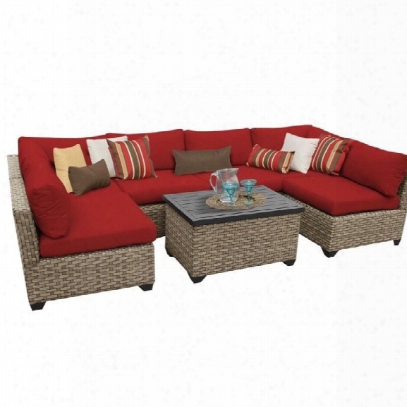 Tkc Monterey 7 Piece Outdoor Wicker Sofa Set In Terracotta