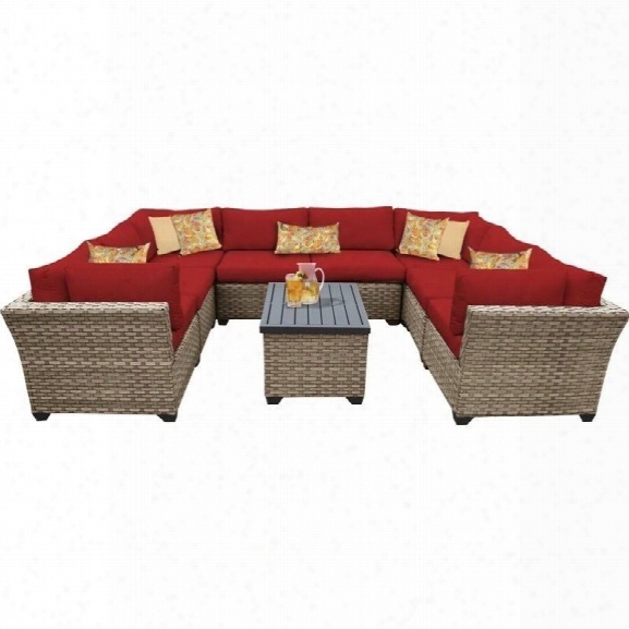 Tkc Monterey 9 Piece Outdoor Wicker Sofa Set In Terracotta