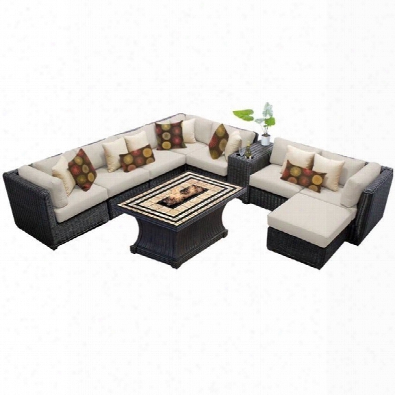 Tkc Venice 10 Piece Outdoor Wicker Sofa Set In Beige