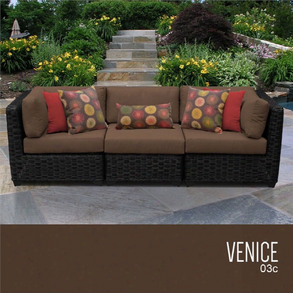 Tkc Venice 3 Piece Patio Wicker Sofa In Brown