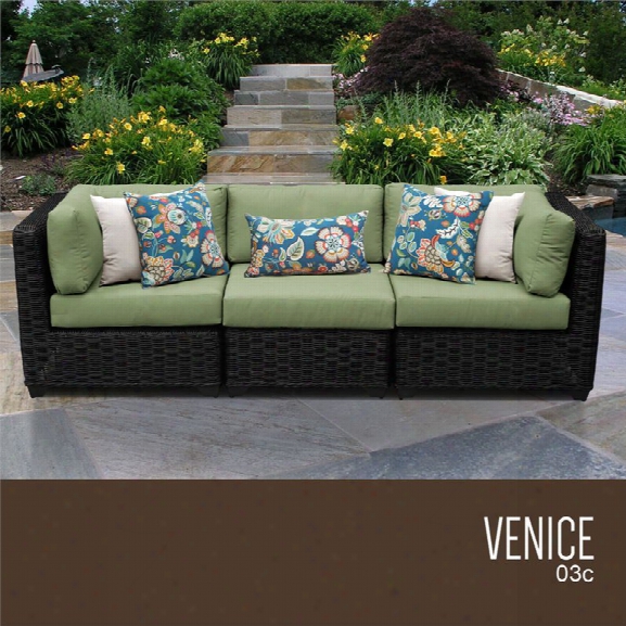 Tkc Venice 3 Piece Patio Wicker Sofa In Green