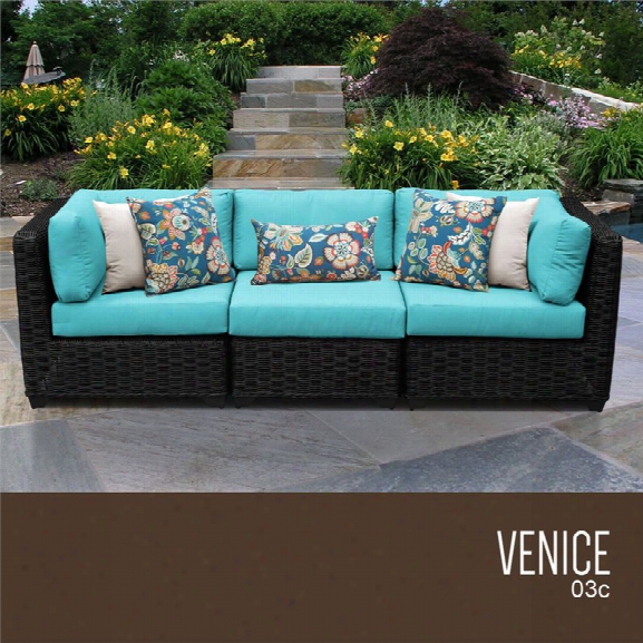 Tkc Venice 3 Piece Patio Wicker Sofa In Turquoise