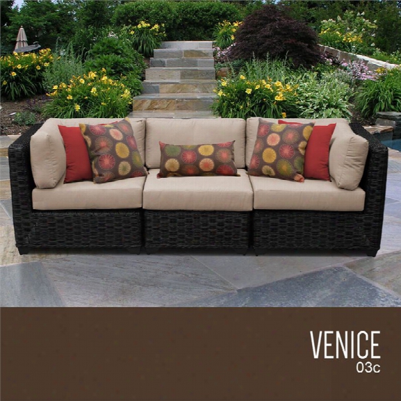 Tkc Venice 3 Piece Patio Wicker Sofa In Wheat