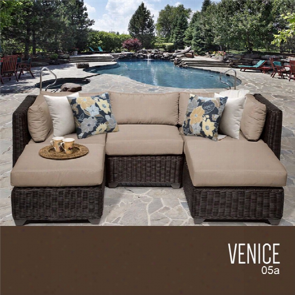 Tkc Venice 5 Piece Patio Wicker Sectional