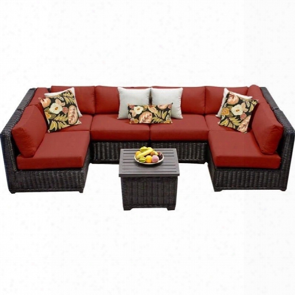 Tkc Venice 7 Piece Outdoor Wicker Sofa Set In Terracotta