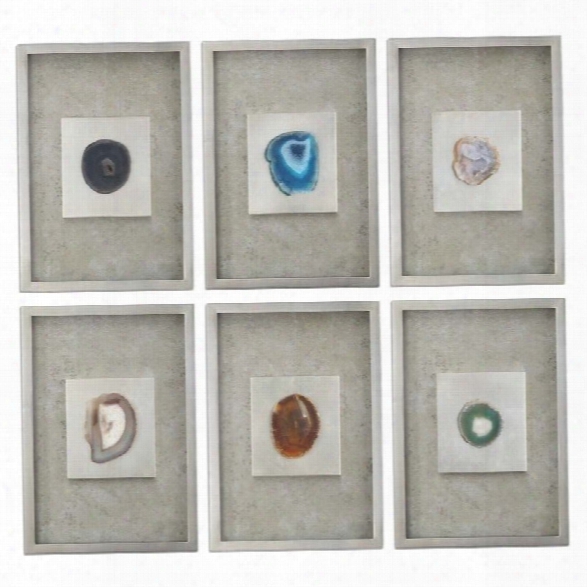 Uttermost Agate Stone Silver Wall Art (set Of 6)