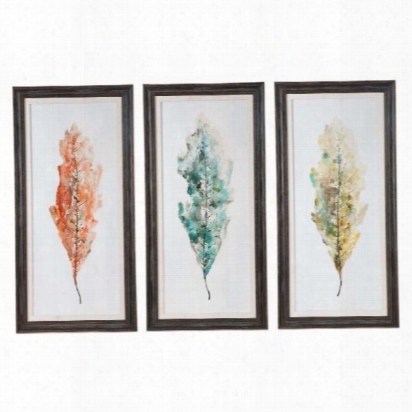 Uttermost Tricolor Leaves Abstract Art (set Of 3)